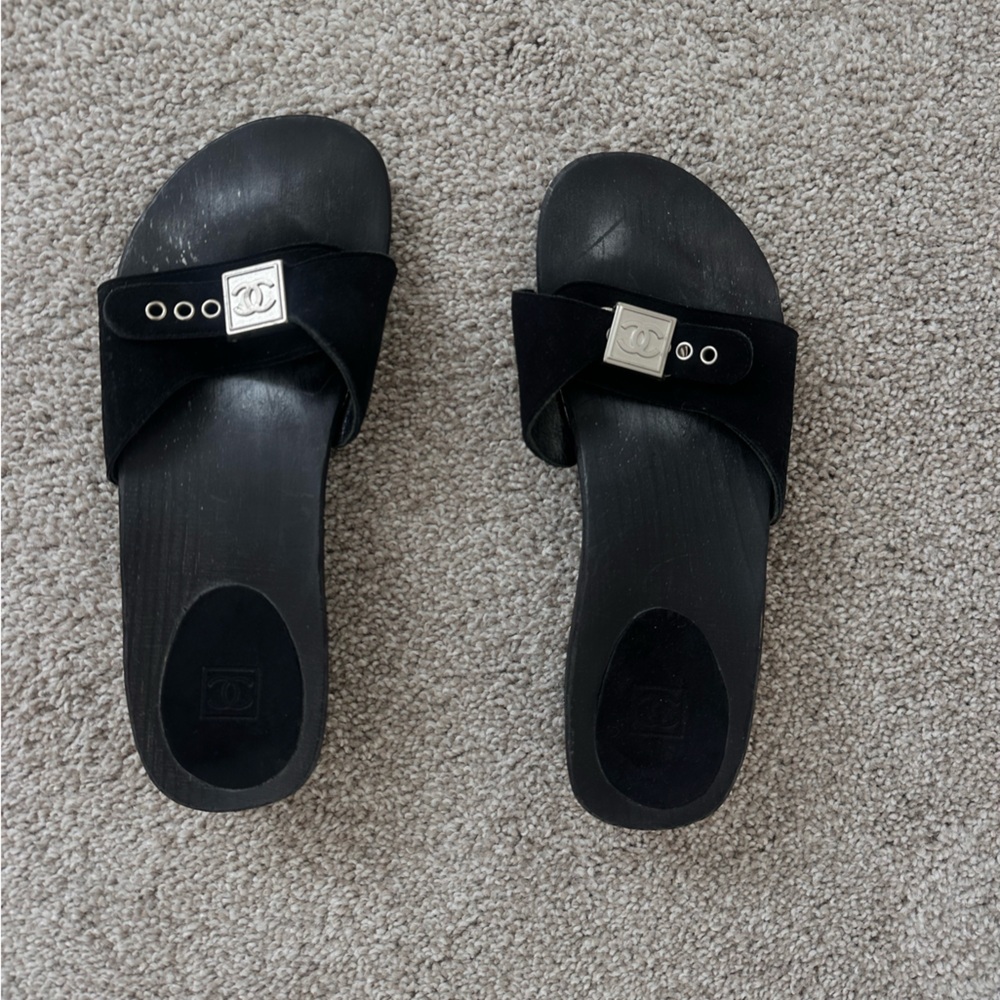 chanel vintage wooden mules